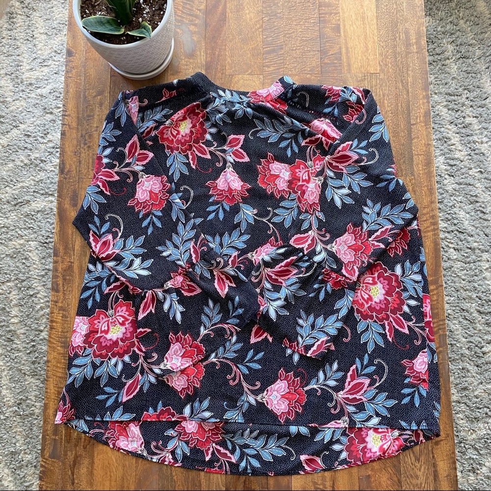 Loft Floral Blouse with Petal Sleeves